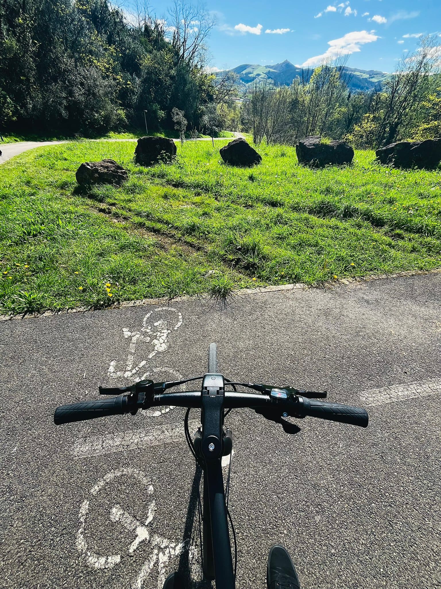 Mi bicicleta en un carril bici, en el Parque de La Viesca