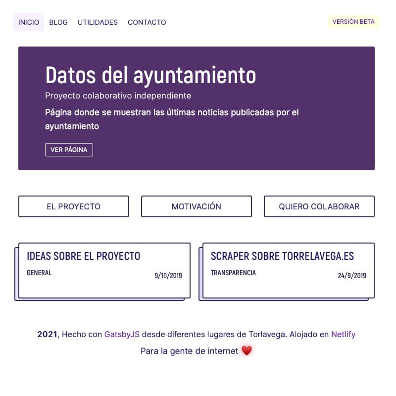 Captura de pantalla de la web Torlavega.com
