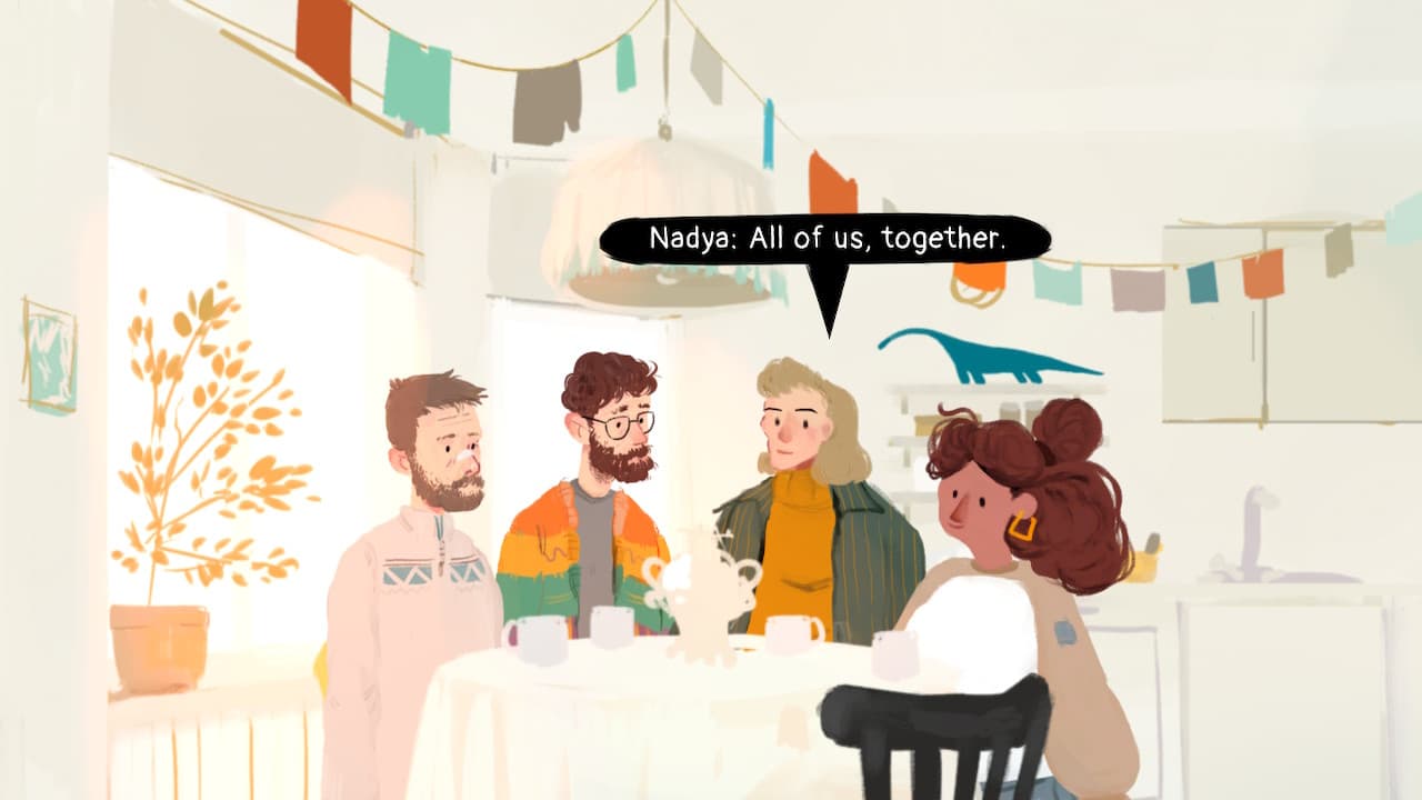 Vitya y Volodya tomando el té